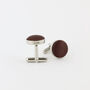 Woven Fabric Faced Cufflinks Brown, thumbnail 1 of 4