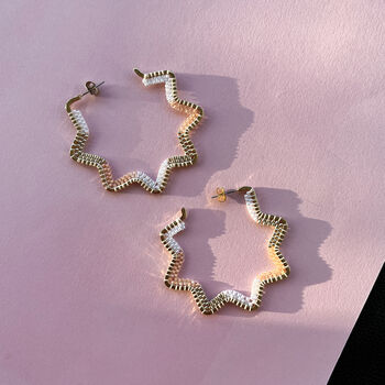 Handmade Jumbo Gold Star Hoop Earrings, 7 of 7