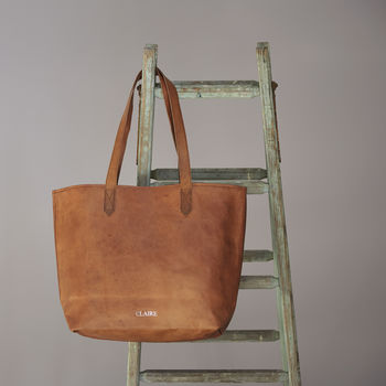 Personalised Leather Tote Shopper Bag, 4 of 8