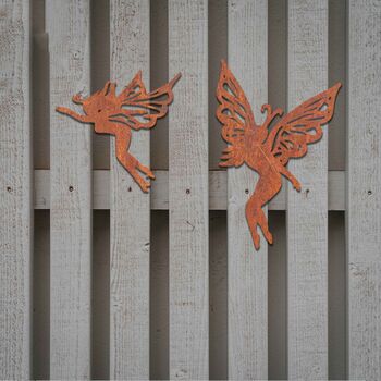 Set Of Two Metal Fairies Fairy Wall Art Decor, 6 of 10