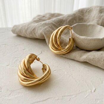 Twisted Hoops Gold Non Tarnish Waterproof, 4 of 9