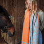 Equestrian Snaffle Bit Print Scarf | Petrol Blue And Orange, thumbnail 7 of 7