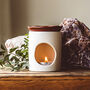 Ivory And Terracotta Oil Burner – Minimalist Ceramic, Wax Melt Compatible, thumbnail 2 of 3