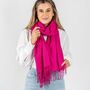 Vivid Pink Personalised Warm Tassel Scarf, thumbnail 1 of 11