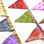Upcycled Sari Flags, Handmade Bunting, Multicoloured, thumbnail 1 of 12