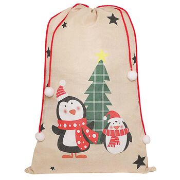 Personalised Penguins Christmas Present Sack, 2 of 4