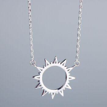 Sterling Silver Minimalist Sun Pendant Necklace, 2 of 6