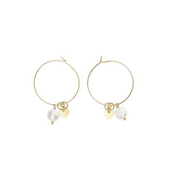 Pia Gold Heart And Quartz Hoop Earrings, 2 of 2