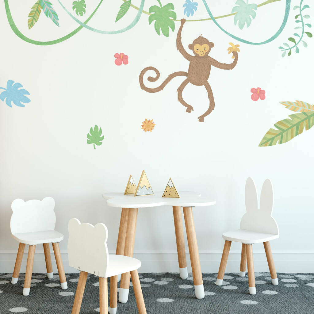 In The Jungle Fabric Wall Sticker Monkey Set By SirFace Graphics