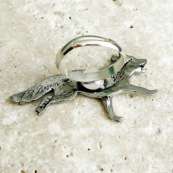 Fox Ring Antiqued Pewter, 2 of 2