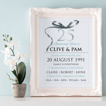 Personalised Silver Wedding Anniversary Typography, 2 of 9