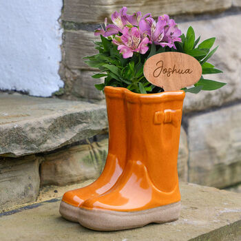 Personalised Orange Welly Boot Planters Gift Set, 3 of 10