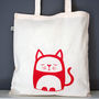 Contented Cat Organic Cotton Tote Bag, thumbnail 1 of 6