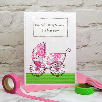 'Pram' Personalised Baby Shower Card, 2 of 6