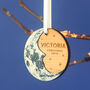 Silver Crescent Moon Personalised Christmas Tree Bauble, thumbnail 2 of 5