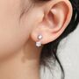 Sterling Silver Moonstone And Cz Dangle Stud Earrings, thumbnail 3 of 11