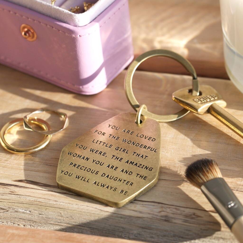 Image of 'Precious Daughter' Antiqued Brass Keyring