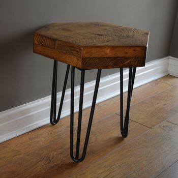 Hexagonal Reclaimed Wooden Side Table, 5 of 10
