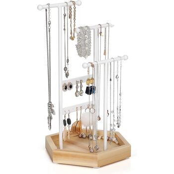 White Metal Wood Jewellery Display Tree Stand Hold, 5 of 8