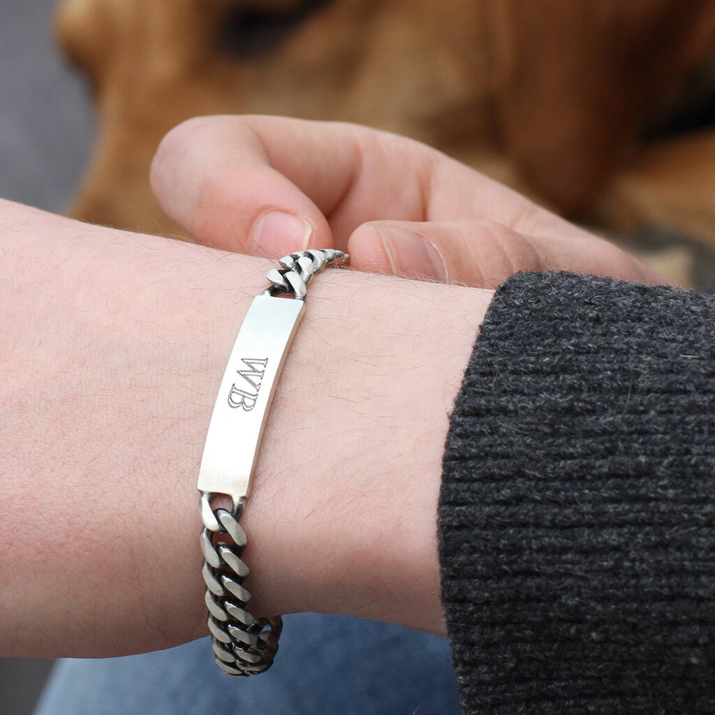 Buy Men's Sterling Silver Identity ID Bracelet 8 Length, 12 Gram Slimline  Style With Engraving Fathers Day Gift for Dad, for Him Online in India -  Etsy