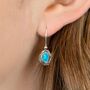 Molten Oval Sterling Silver Blue Opal Drop Earrings, thumbnail 2 of 7