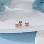 Sterling Silver Asymmetric Hydrangea Cz Stud Earrings, thumbnail 1 of 12