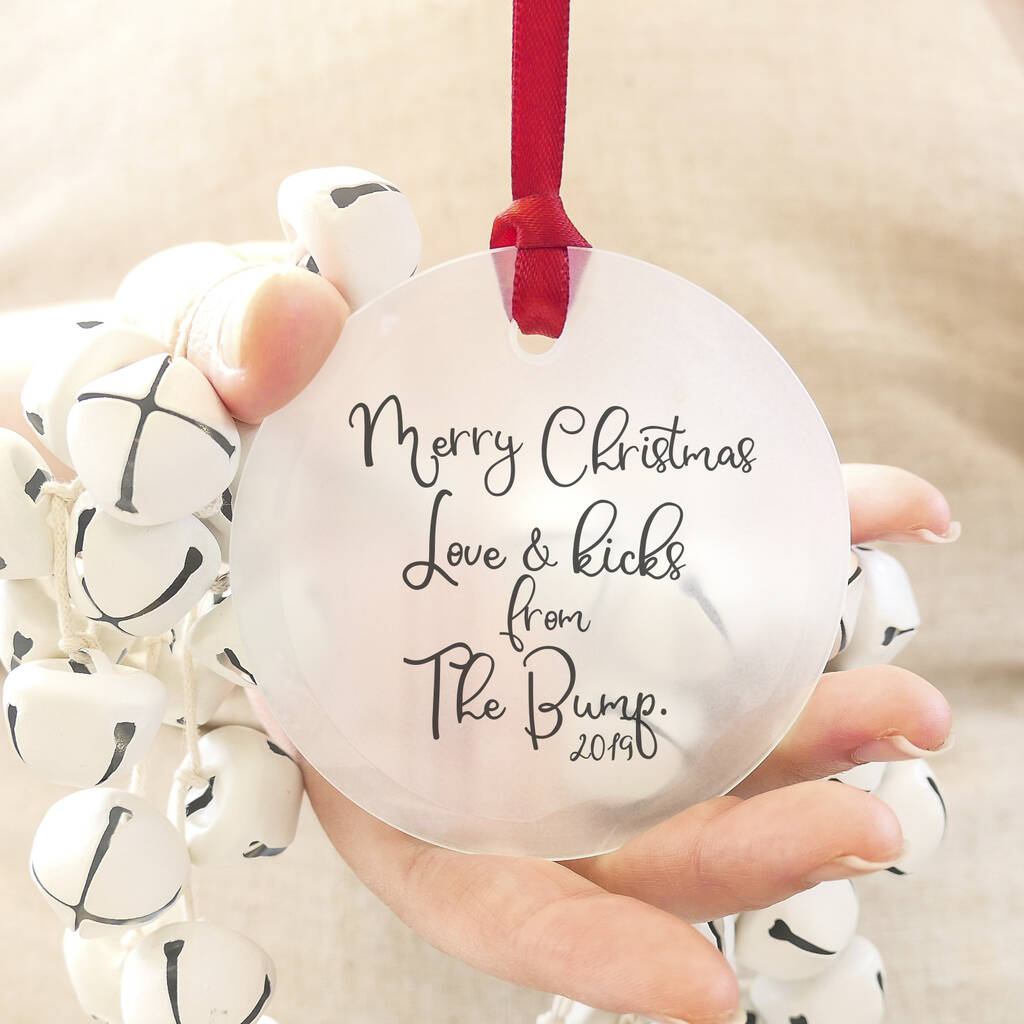 Merry Christmas From The Bump Glass Script Bauble By Parsy Card Co Notonthehighstreet Com