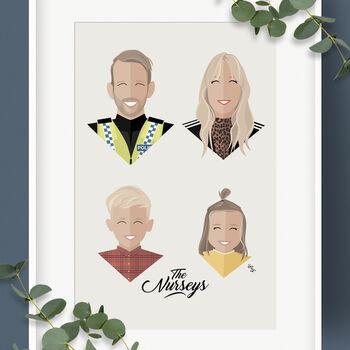 Personalised Family Portrait Print, 5 of 6