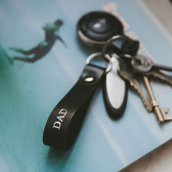 Personalised Leather Loop Keyring For Dad, 3 of 9