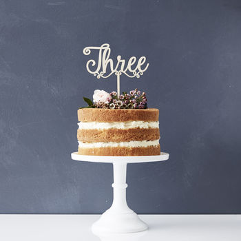 Decorative Number Wooden Birthday Cake Topper, 2 of 5