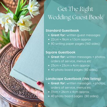 Large Personalised Linen Wedding Guest Book With A Sleek And Stylish Design, 7 of 12