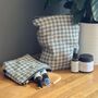 Sea Green Check Linen Makeup Bag, thumbnail 2 of 3