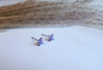 Purple Flower Silver Earring Set Personalised Pouch, 3 of 6