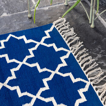 Classic Blue Handwoven Rug, 2 of 3