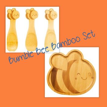 Bumblebee Bamboo Plate And Spoons Set, 3 of 5