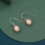 Sterling Silver Freshwater Pearl Huggie Drop Hook Earrings, thumbnail 6 of 12