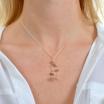 Sterling Silver Single Eucalyptus Necklace, 2 of 12