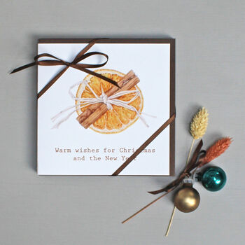 Christmas Card With Orange And Cinnamon Illustration, 3 of 3