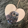 Tawny Owl Bird Wooden Hanging Heart Decoration, thumbnail 1 of 2