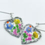 Pressed Flowers Heart Drop Earrings Real Gold Plated, thumbnail 4 of 10