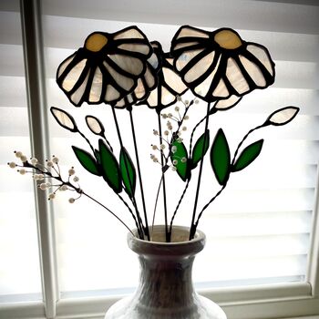 Daisy White Stained Glass Faux Flower Stem, 2 of 6