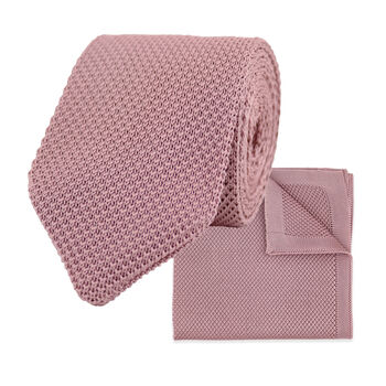 Wedding Handmade Polyester Knitted Tie In Dusty Pink, 6 of 12