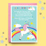 Rainbow Unicorn Personalised Birthday Party Invitations, thumbnail 1 of 3