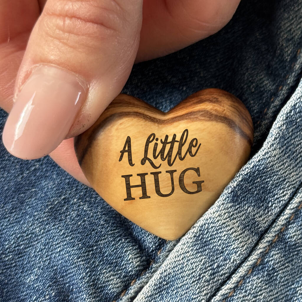 A Little Hug, Tiny Hug Token, Olive Wood, 1 of 10