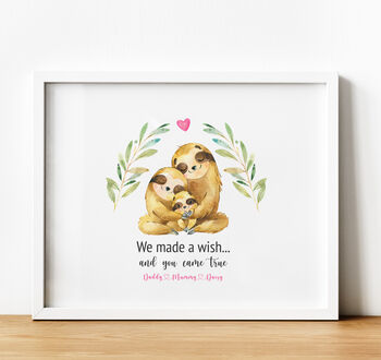 Personalised New Baby Adoption Gift Sloth Print, 2 of 4