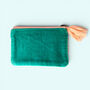 Embroidered Velvet Coin Purse | Pop Floral In Turquoise And Pink, thumbnail 2 of 4