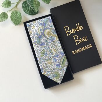 Liberty Of London Tie In Blue Lime Green Floral Motif, 7 of 7
