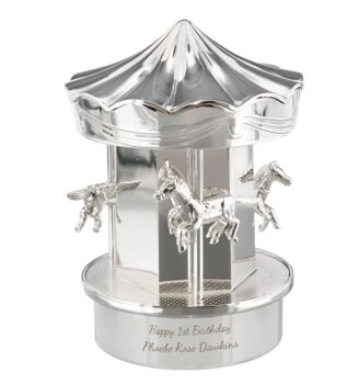 Personalised Silver Plated Carousel Money Box, 4 of 6