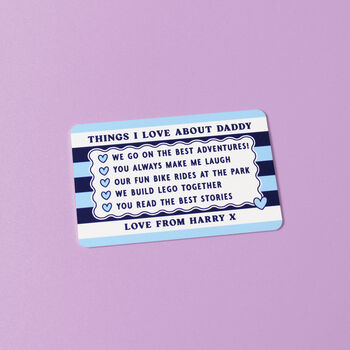 Things I Love About You Personalised Wallet Card For Dad, 3 of 6