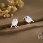 Sterling Silver Chickadee Bird Stud Earrings, thumbnail 1 of 10